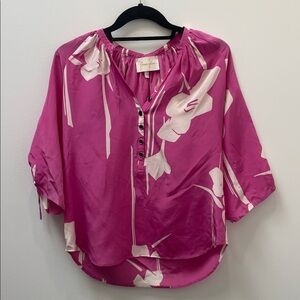 Yumi Kim Vintage 100% Silk Feminine Floral Blouse